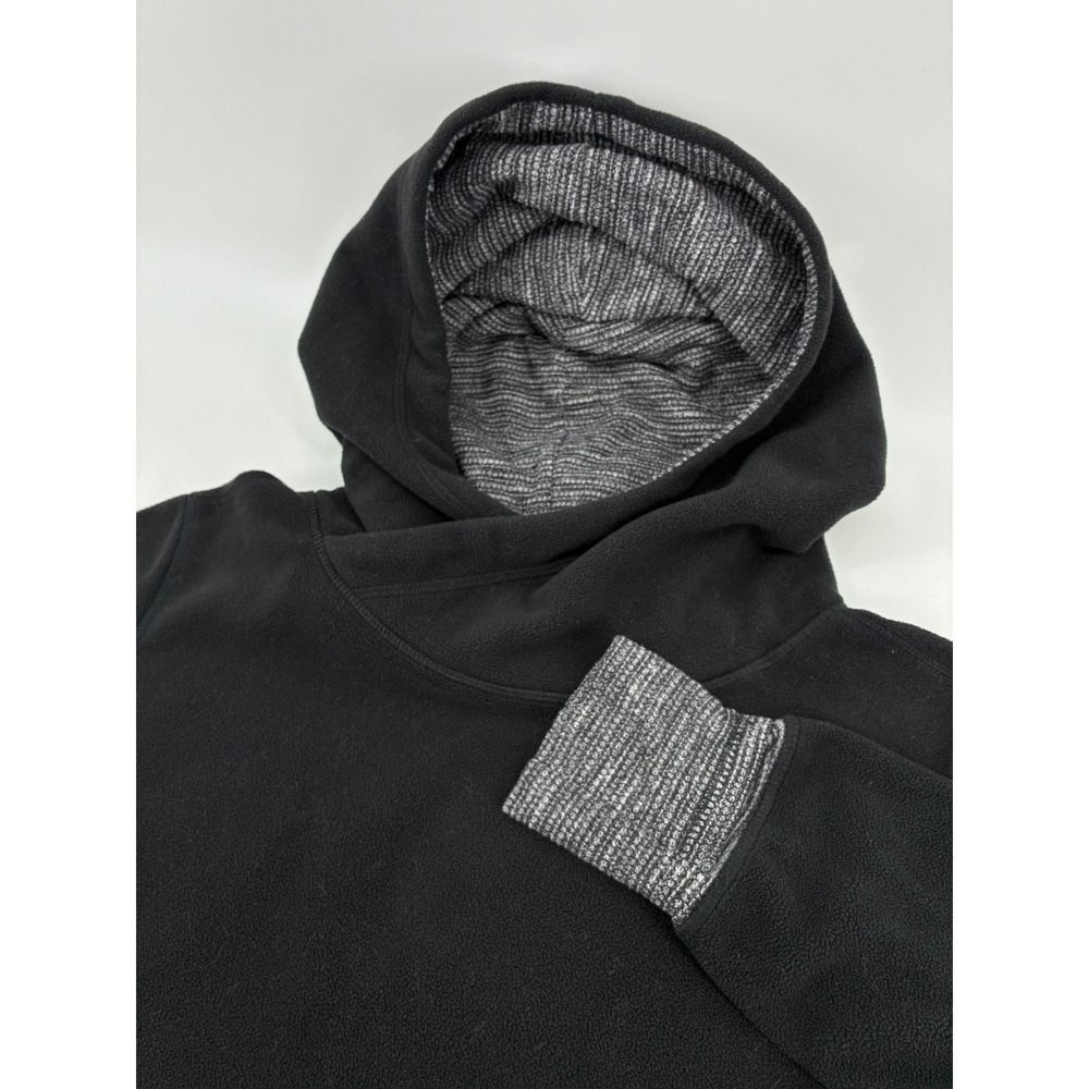 Lululemon Runaway Fleece Hoodie Black/Coco Pique Black White Size 12 Thumb holes